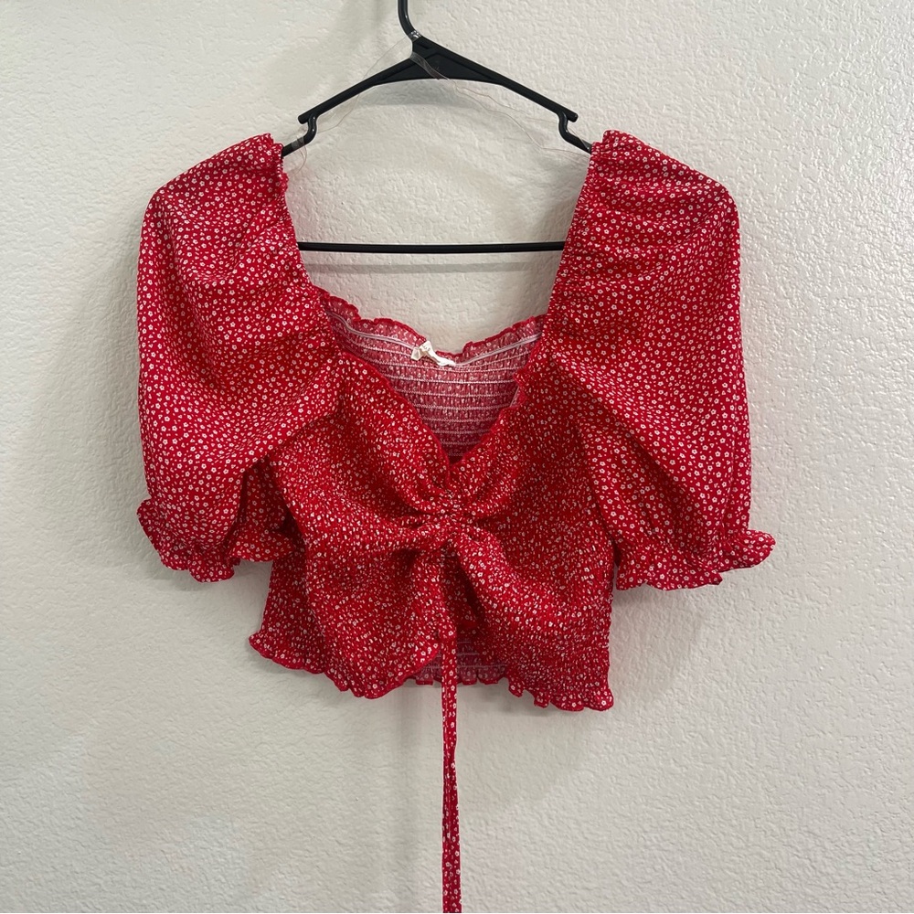 Red Floral Women's Top